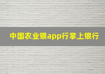 中国农业银app行掌上银行