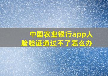 中国农业银行app人脸验证通过不了怎么办