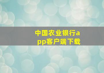 中国农业银行app客户端下载