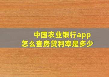 中国农业银行app怎么查房贷利率是多少