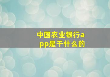 中国农业银行app是干什么的