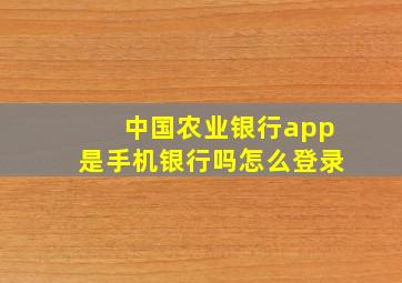 中国农业银行app是手机银行吗怎么登录