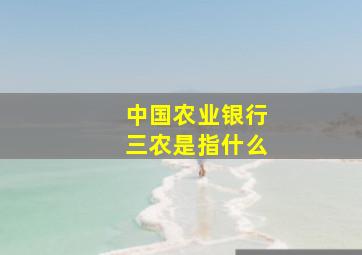 中国农业银行三农是指什么