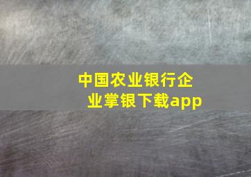 中国农业银行企业掌银下载app