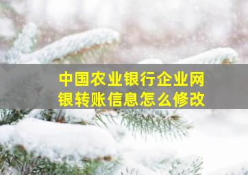 中国农业银行企业网银转账信息怎么修改