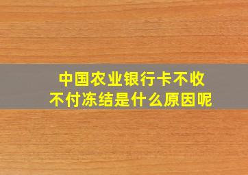 中国农业银行卡不收不付冻结是什么原因呢