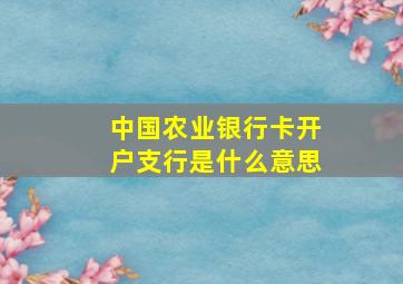 中国农业银行卡开户支行是什么意思