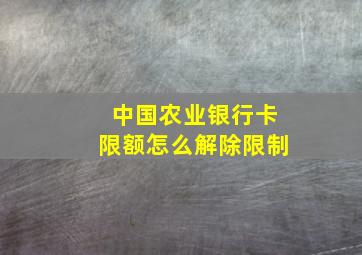 中国农业银行卡限额怎么解除限制