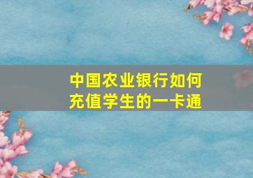 中国农业银行如何充值学生的一卡通