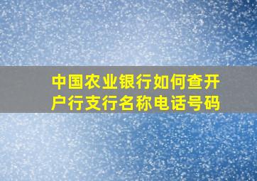 中国农业银行如何查开户行支行名称电话号码