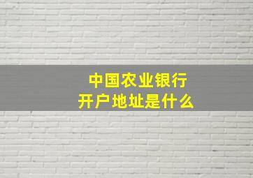 中国农业银行开户地址是什么