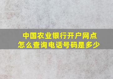 中国农业银行开户网点怎么查询电话号码是多少