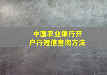 中国农业银行开户行短信查询方法