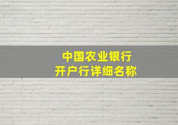 中国农业银行开户行详细名称