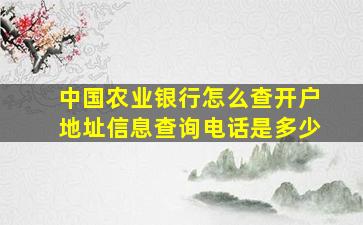 中国农业银行怎么查开户地址信息查询电话是多少