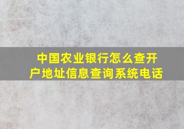 中国农业银行怎么查开户地址信息查询系统电话