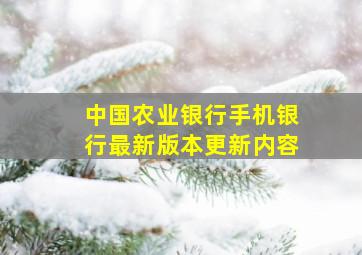 中国农业银行手机银行最新版本更新内容