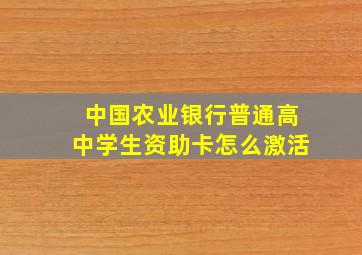 中国农业银行普通高中学生资助卡怎么激活