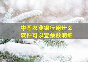 中国农业银行用什么软件可以查余额明细