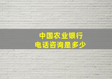 中国农业银行电话咨询是多少