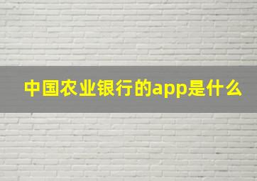 中国农业银行的app是什么