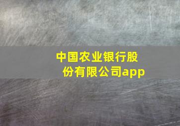 中国农业银行股份有限公司app