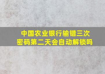 中国农业银行输错三次密码第二天会自动解锁吗