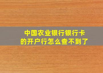 中国农业银行银行卡的开户行怎么查不到了