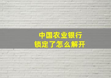 中国农业银行锁定了怎么解开