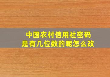 中国农村信用社密码是有几位数的呢怎么改