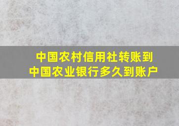 中国农村信用社转账到中国农业银行多久到账户