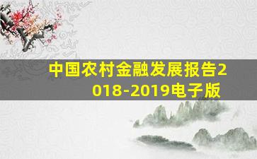 中国农村金融发展报告2018-2019电子版