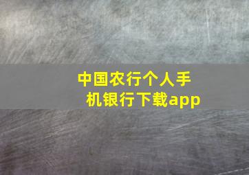 中国农行个人手机银行下载app