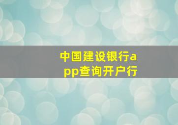 中国建设银行app查询开户行