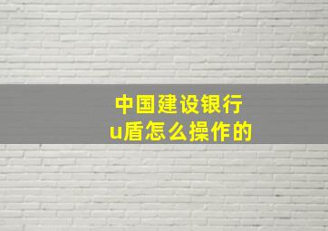 中国建设银行u盾怎么操作的