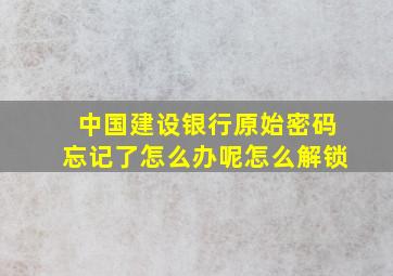 中国建设银行原始密码忘记了怎么办呢怎么解锁