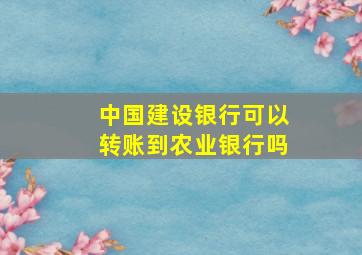 中国建设银行可以转账到农业银行吗