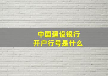 中国建设银行开户行号是什么