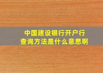 中国建设银行开户行查询方法是什么意思啊