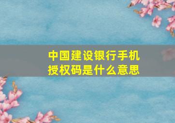 中国建设银行手机授权码是什么意思