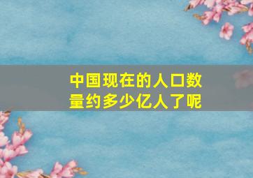 中国现在的人口数量约多少亿人了呢