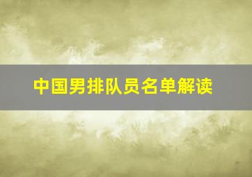 中国男排队员名单解读