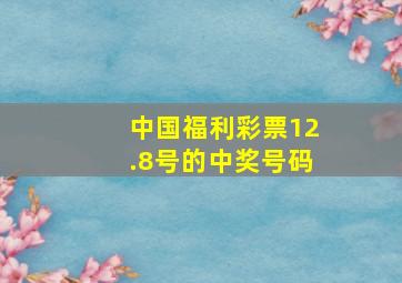 中国福利彩票12.8号的中奖号码