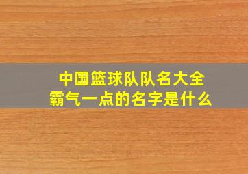 中国篮球队队名大全霸气一点的名字是什么