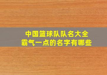 中国篮球队队名大全霸气一点的名字有哪些