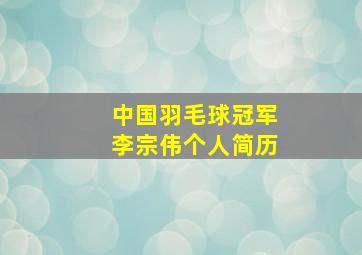 中国羽毛球冠军李宗伟个人简历