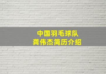 中国羽毛球队龚伟杰简历介绍