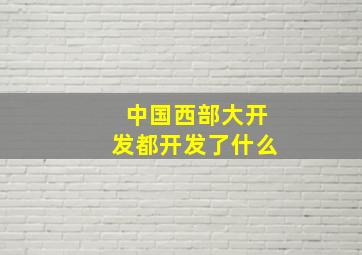 中国西部大开发都开发了什么