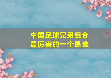 中国足球兄弟组合最厉害的一个是谁