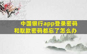 中国银行app登录密码和取款密码都忘了怎么办